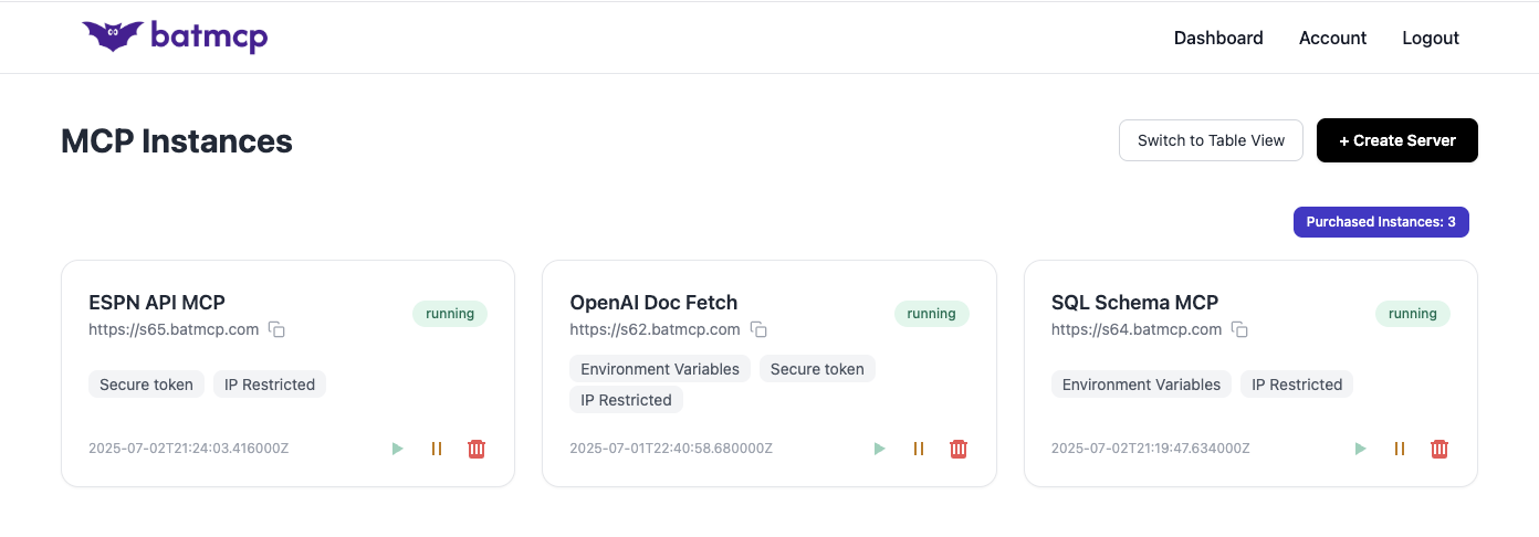 MCP Dashboard Preview